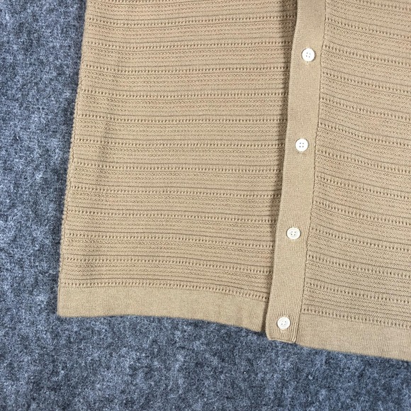 Abercrombie & Fitch Shirt Mens Small Tan Knit Button Front Camp Collar Retro - Picture 5 of 16